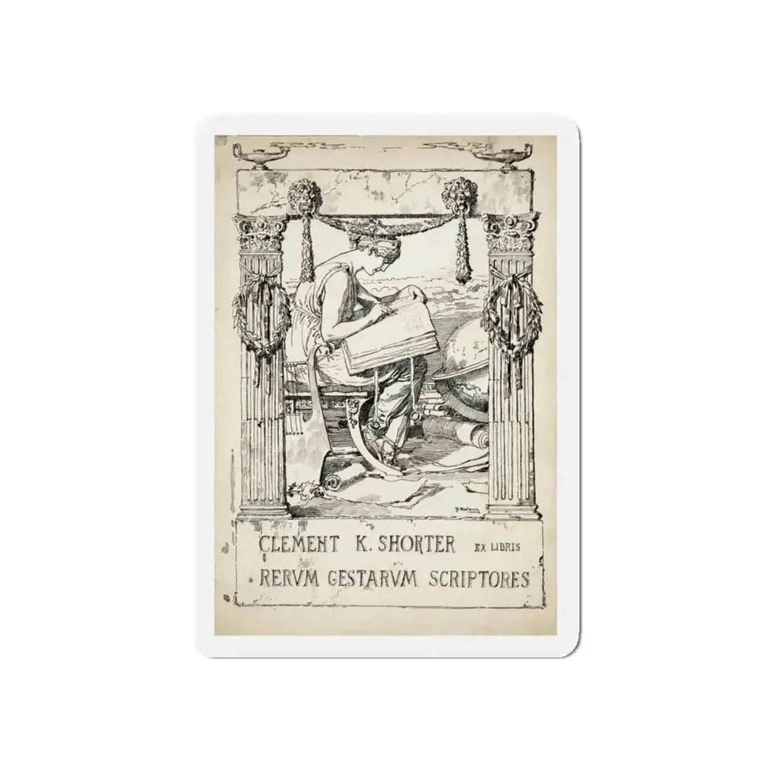 Ex Libris plate illustration (Magazine Illustration) Refrigerator Magnet - The Sticker Space