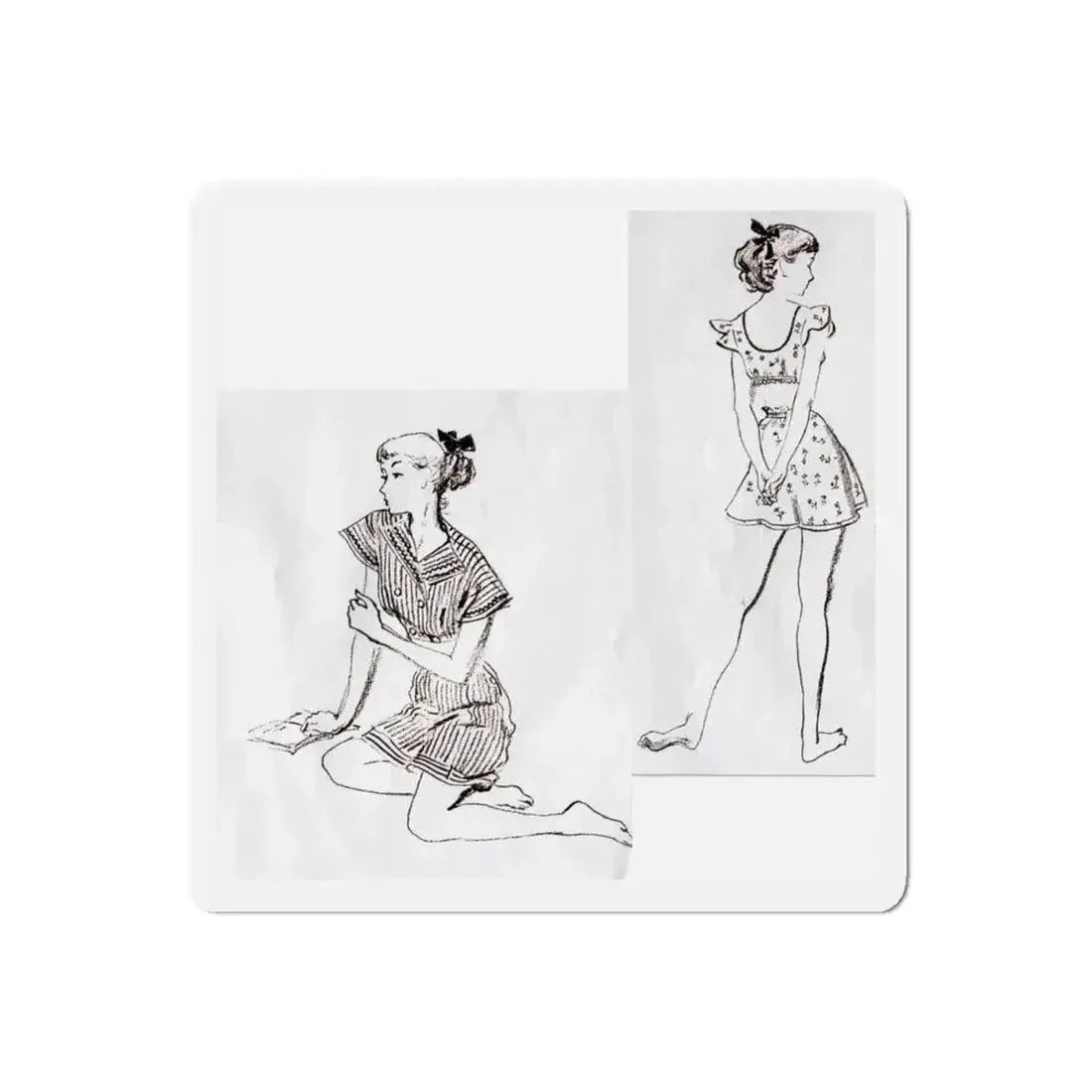 Fashion Illustrations, Junior Bazaar, 1947 (Magazine Illustration) Refrigerator Magnet - The Sticker Space