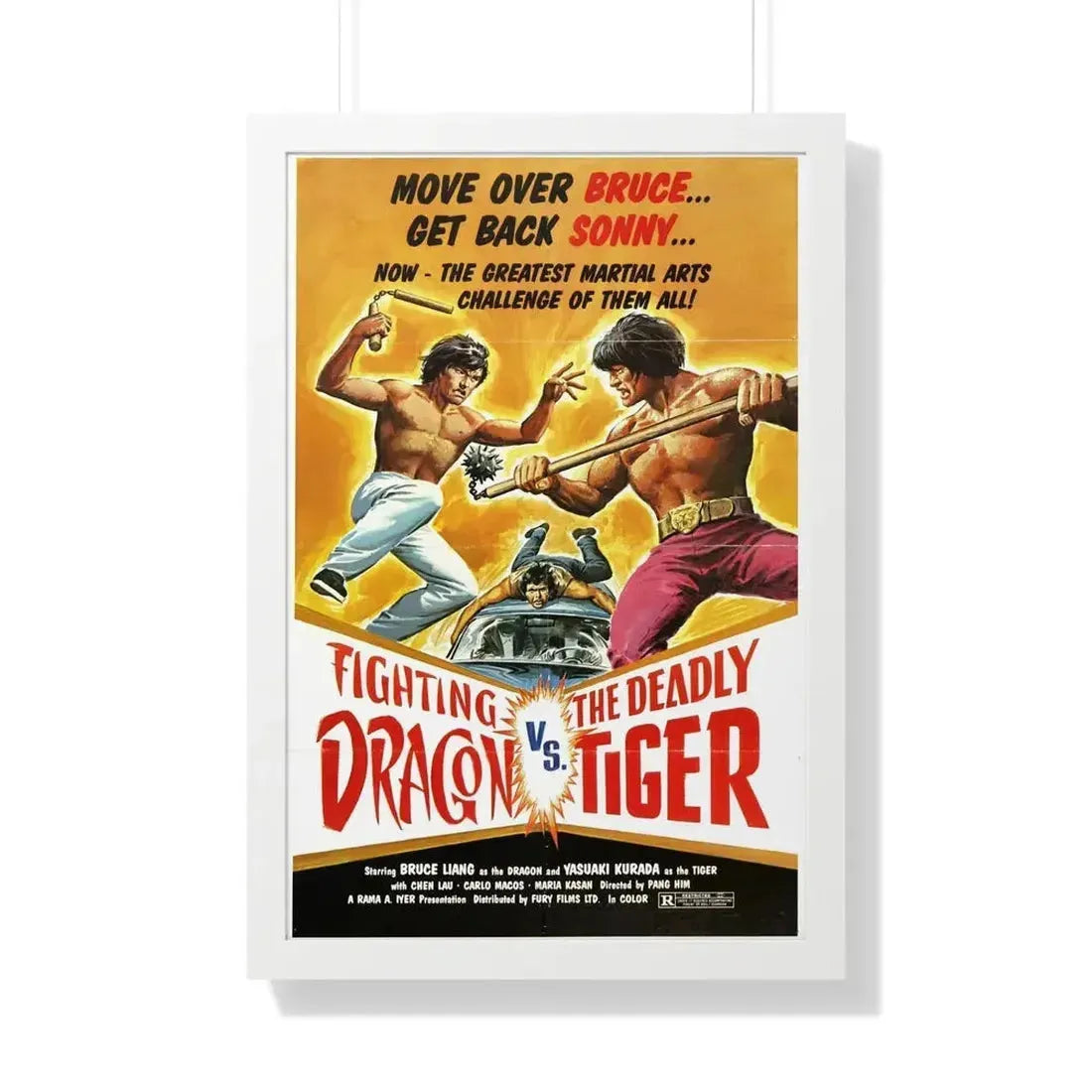 FIGHTING DRAGON VS DEADLY TIGER 1974 - Framed Movie Poster - The Sticker Space