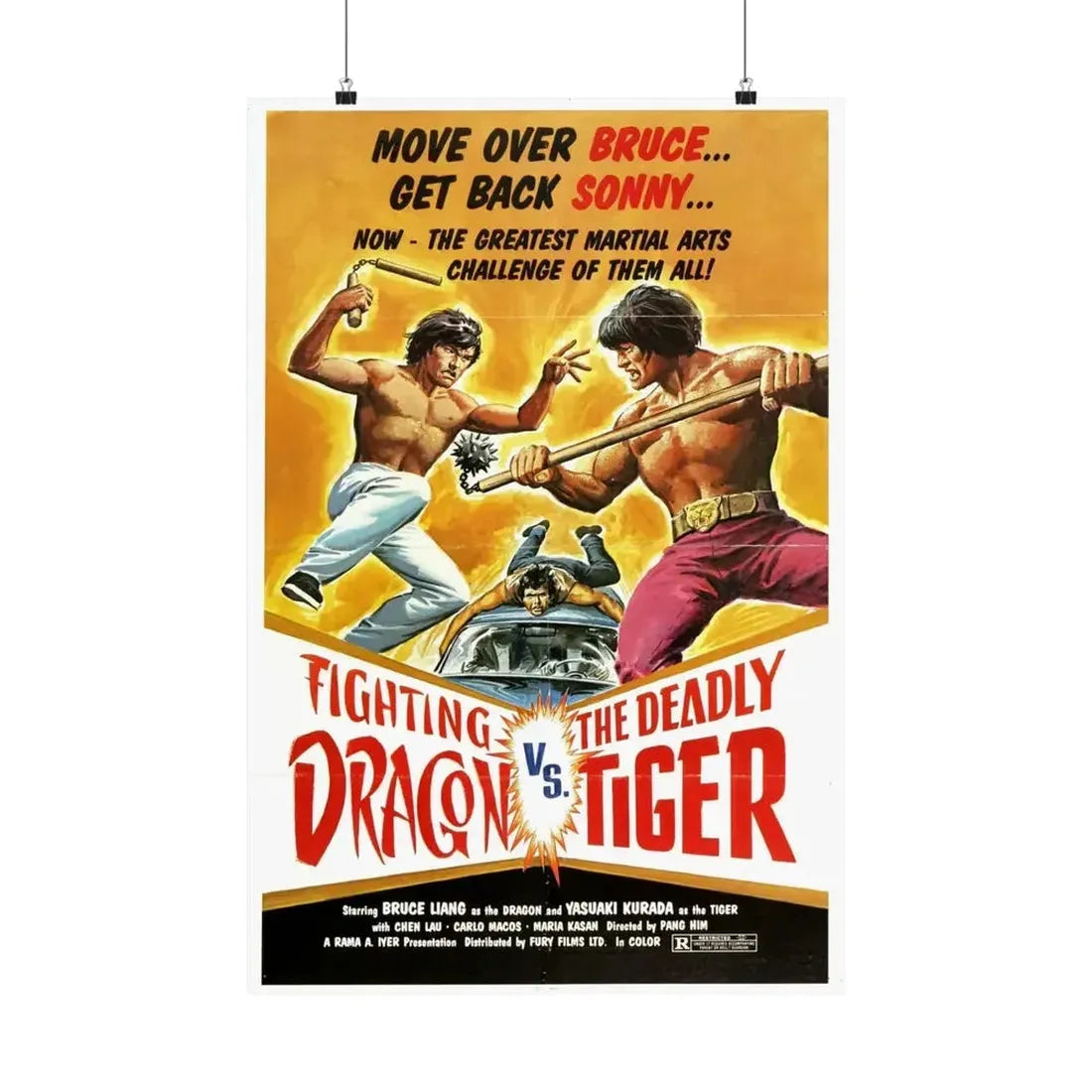 FIGHTING DRAGON VS DEADLY TIGER 1974 - Paper Movie Poster - The Sticker Space