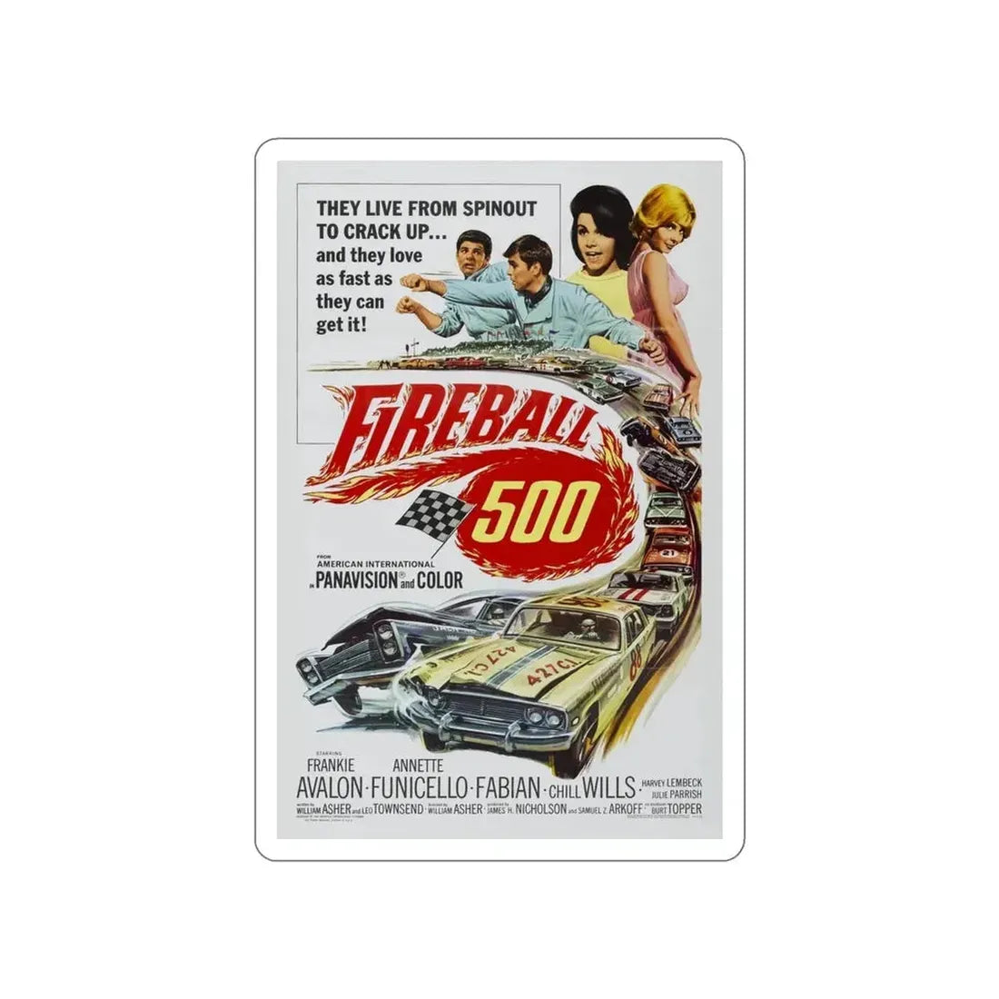 FIREBALL 500 1966 Movie Poster STICKER Vinyl Die-Cut Decal - The Sticker Space