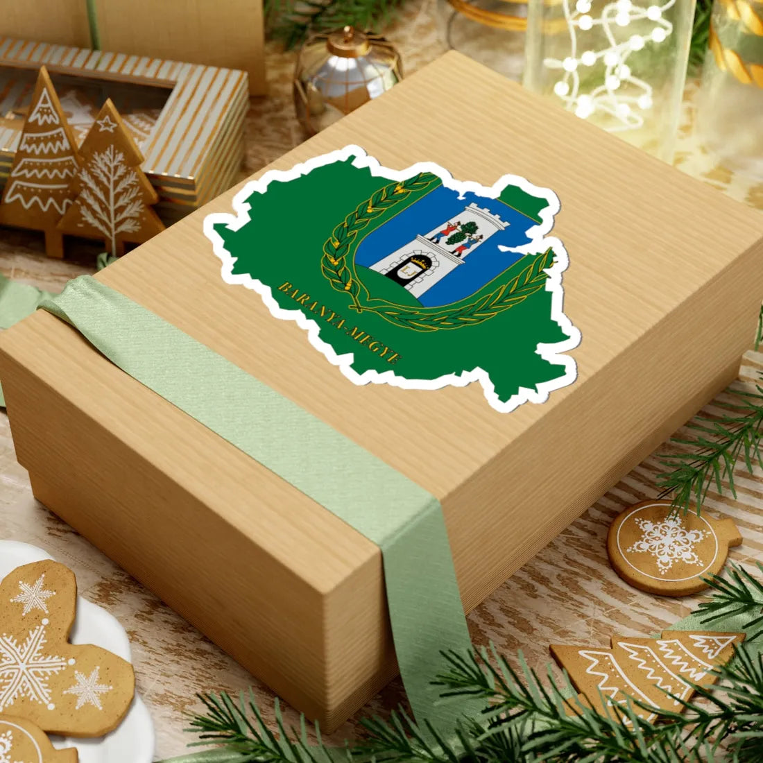 Flag-map of Baranya County (Hungary) STICKER Vinyl Kiss-Cut Decal - The Sticker Space