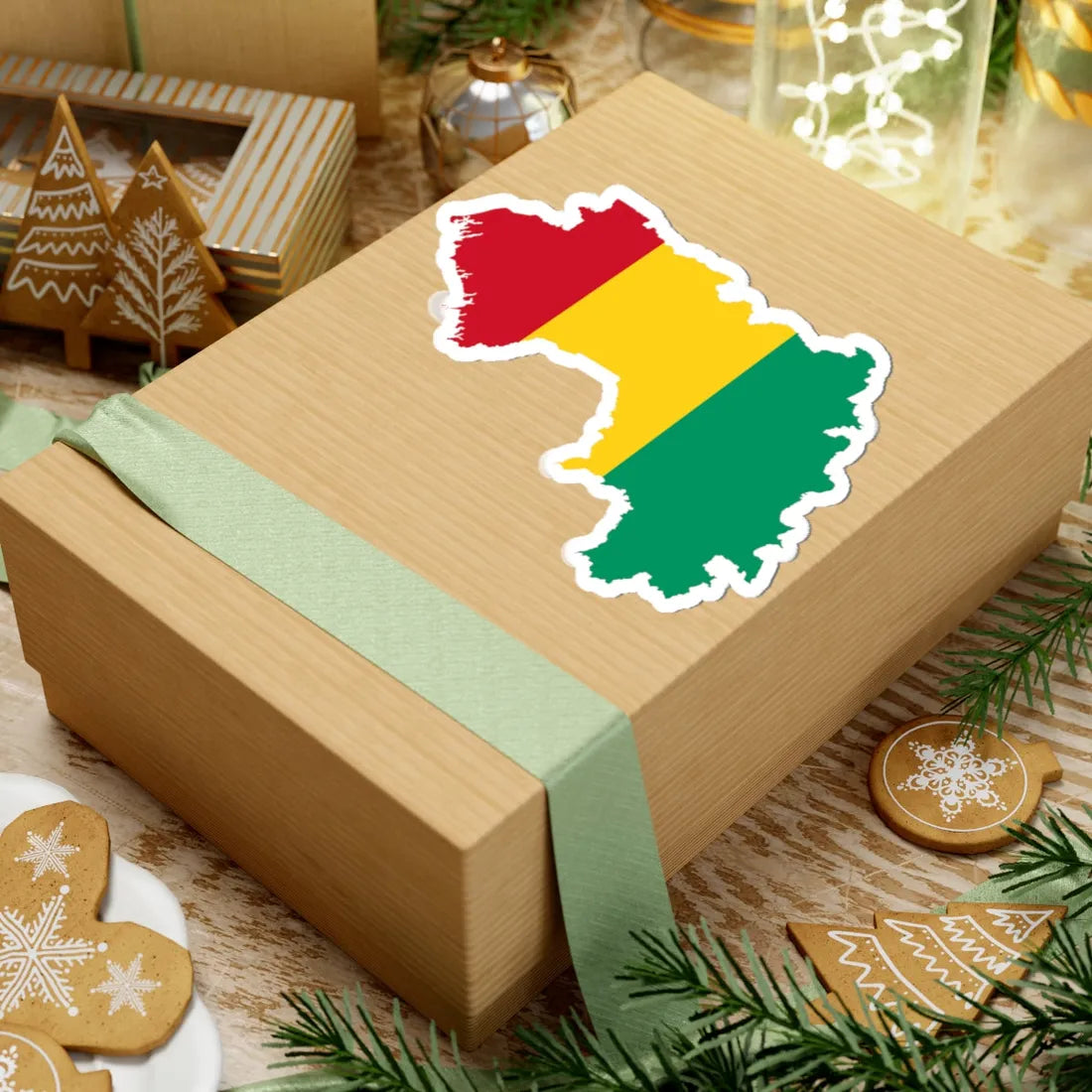 Flag map of Guinea (Guinea) STICKER Vinyl Kiss-Cut Decal - The Sticker Space