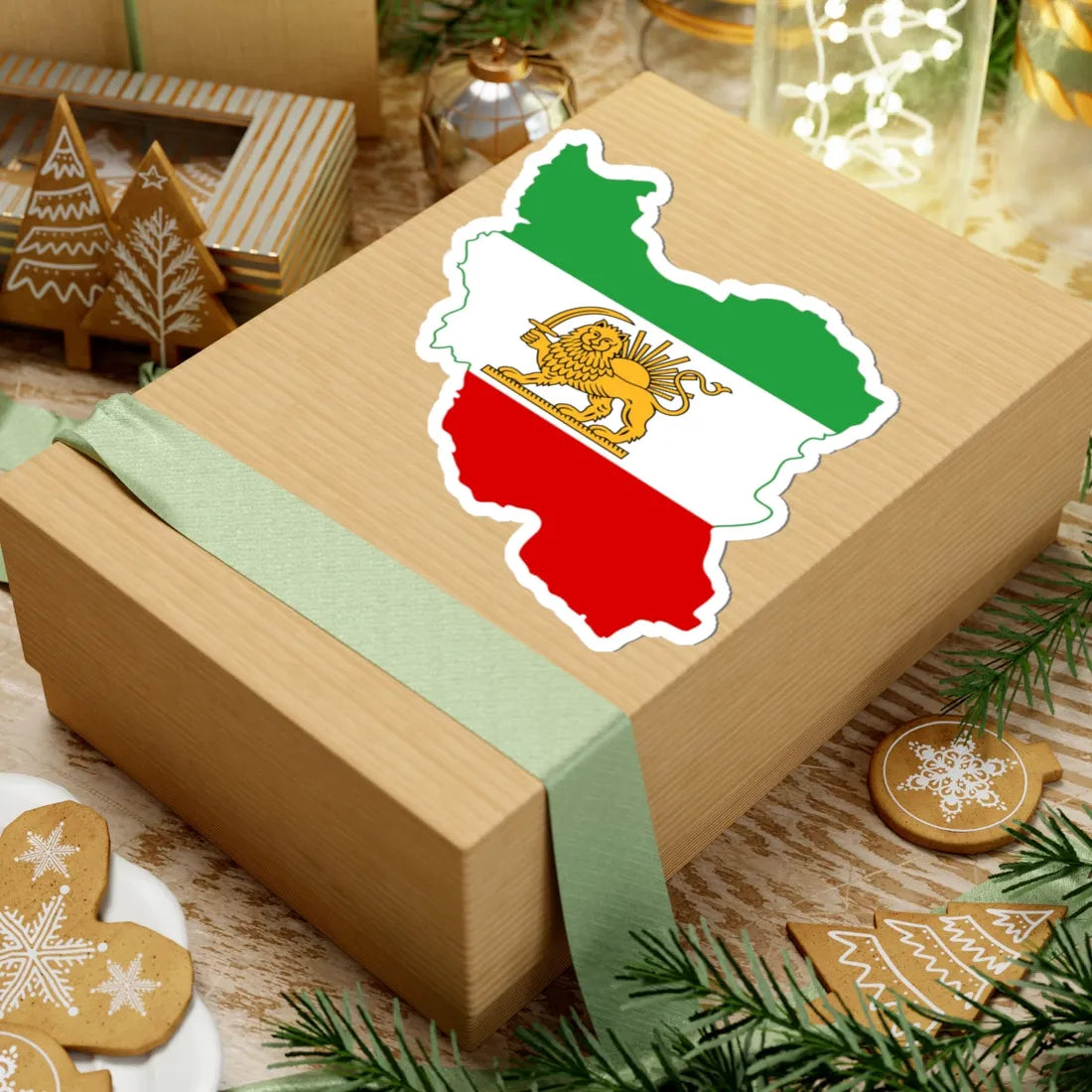 Flag-map of Iran 1964-1980 (Iran) STICKER Vinyl Kiss-Cut Decal - The Sticker Space