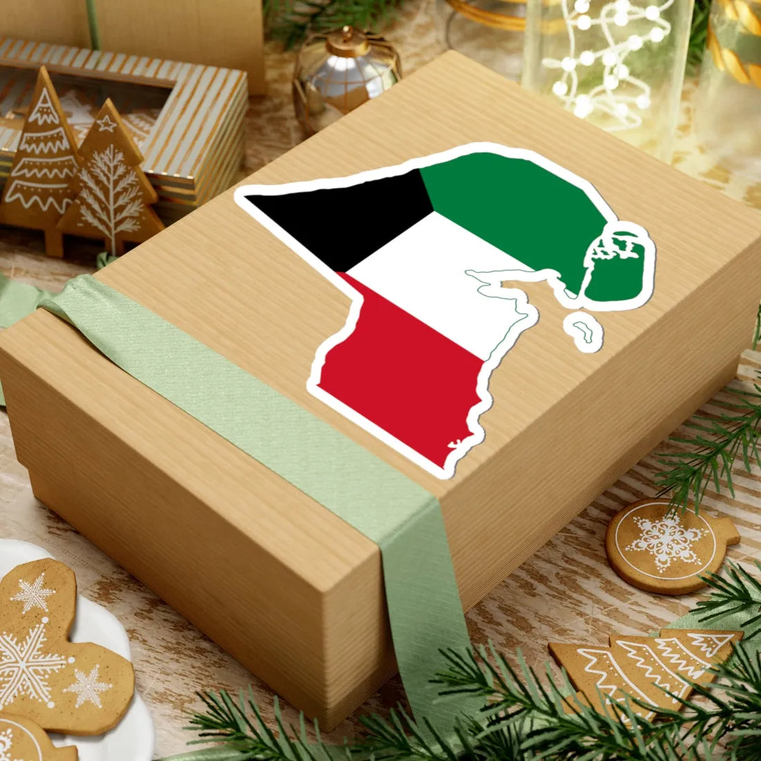 Flag-map of Kuwait (Kuwait) STICKER Vinyl Kiss-Cut Decal - The Sticker Space