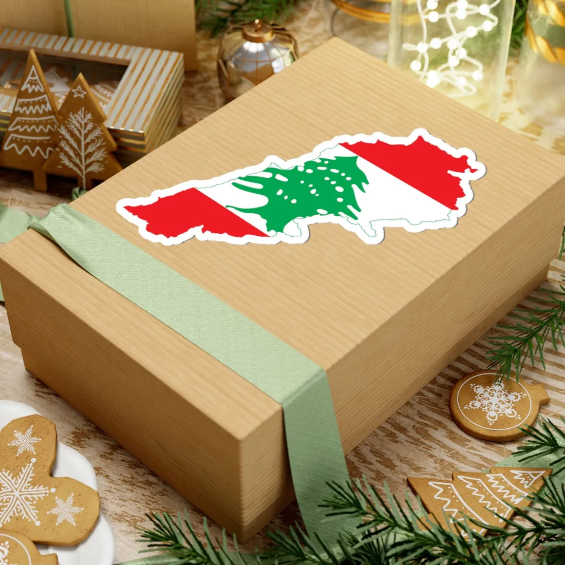 Flag-map of Lebanon (Lebanon) STICKER Vinyl Kiss-Cut Decal - The Sticker Space