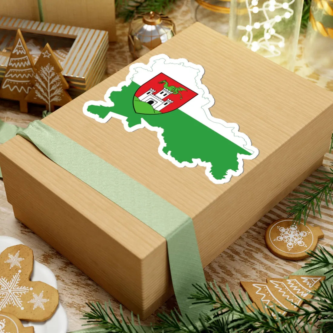 Flag-map of Ljubljana (Slovenia) STICKER Vinyl Kiss-Cut Decal - The Sticker Space