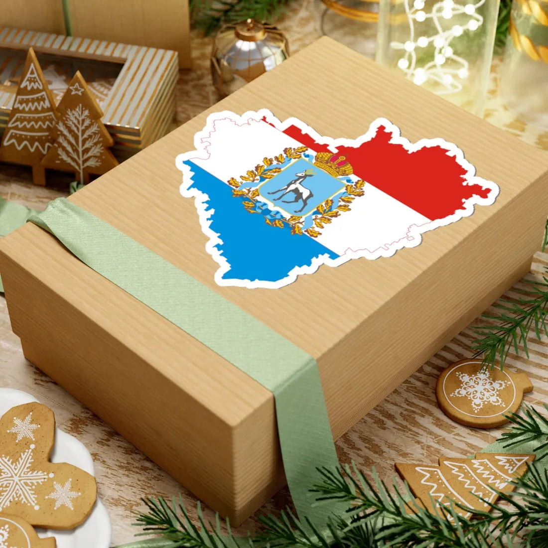 Flag-map of Samara Oblast (Russia) STICKER Vinyl Kiss-Cut Decal - The Sticker Space