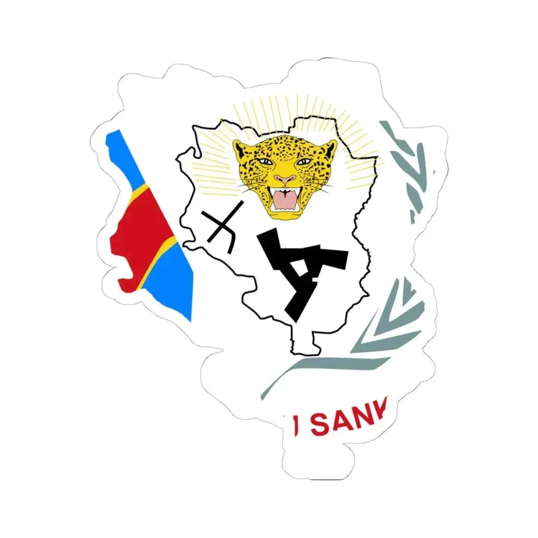 Flag map of Sankuru Province DRC (Congo) STICKER Vinyl Kiss-Cut Decal 6 Inch White - The Sticker Space