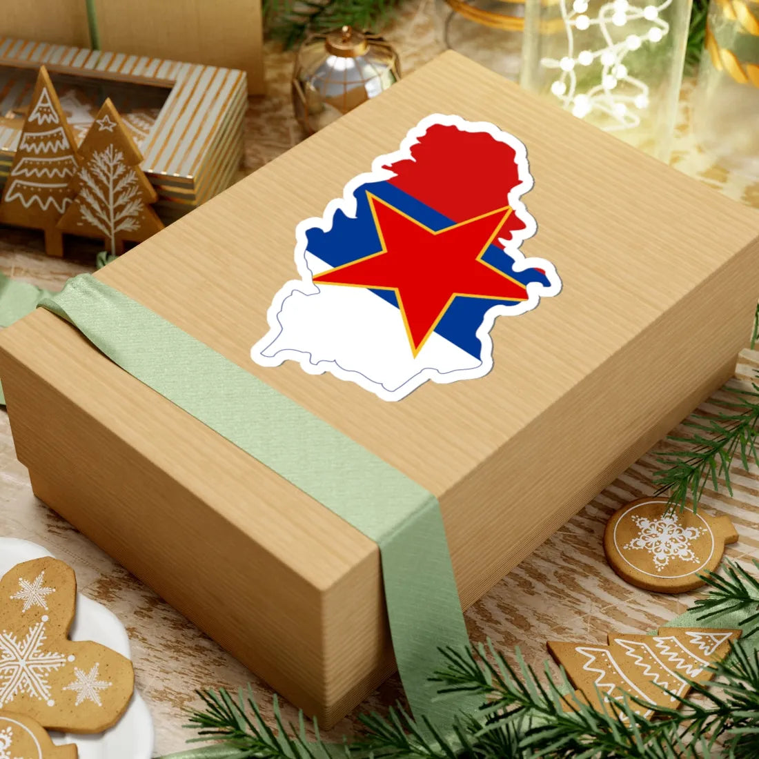 Flag map of Serbia 1947-1992 (Serbia) STICKER Vinyl Kiss-Cut Decal - The Sticker Space