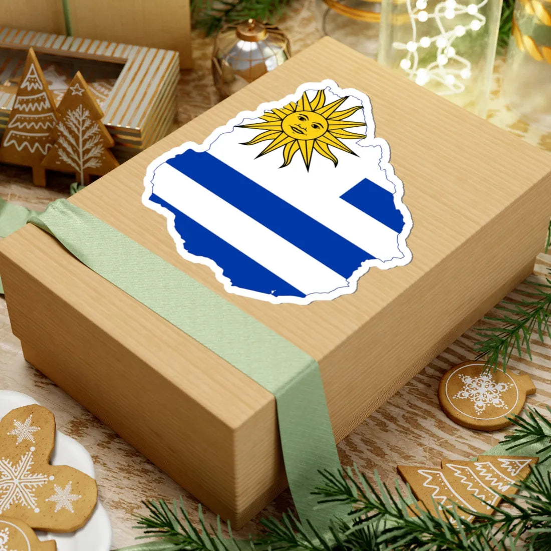 Flag-map of Uruguay (Uruguay) STICKER Vinyl Kiss-Cut Decal - The Sticker Space