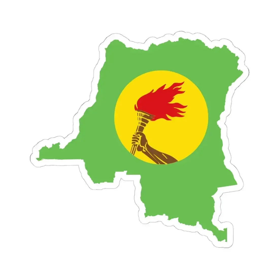 Flag map of Zaire 1971-1997 (Congo) STICKER Vinyl Kiss-Cut Decal 6 Inch White - The Sticker Space