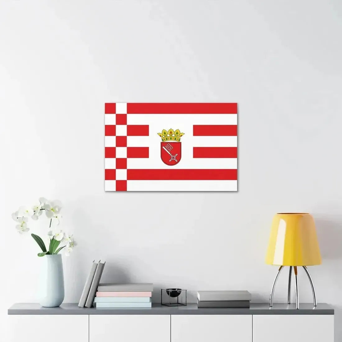 Flag of Bremen with middle arms Germany - Canvas Wall Art - The Sticker Space