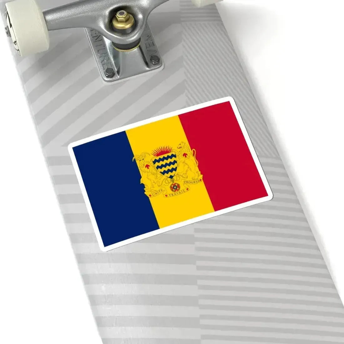 Flag of Chad with coat of arms (Chad) STICKER Vinyl Kiss-Cut Decal - The Sticker Space
