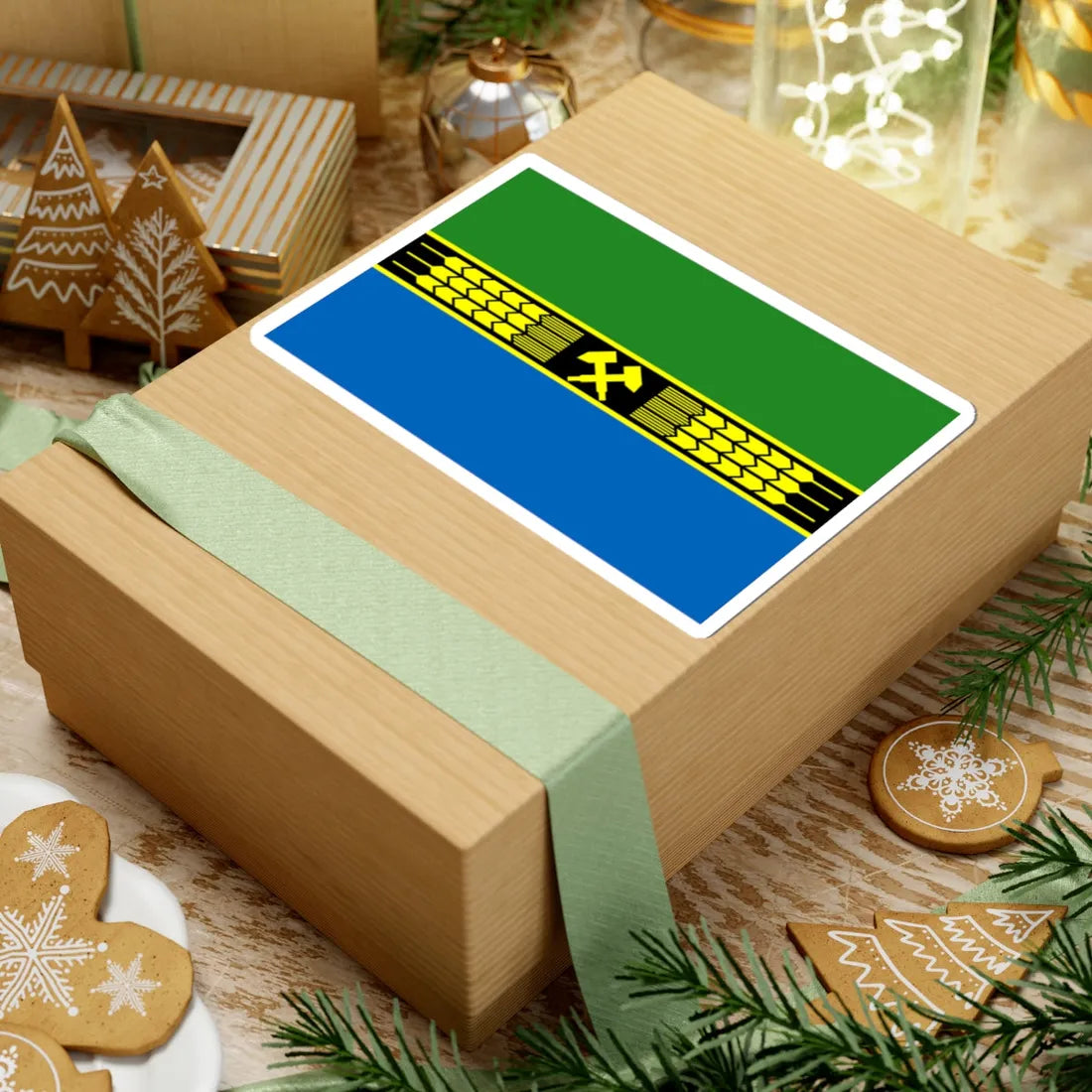 Flag of Dobropillia raion (Ukraine) STICKER Vinyl Kiss-Cut Decal - The Sticker Space