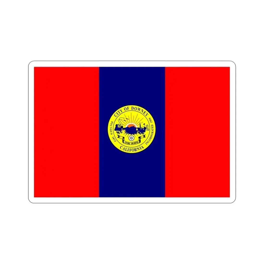 Flag of Downey California USA STICKER Vinyl Die-Cut Decal - The Sticker Space