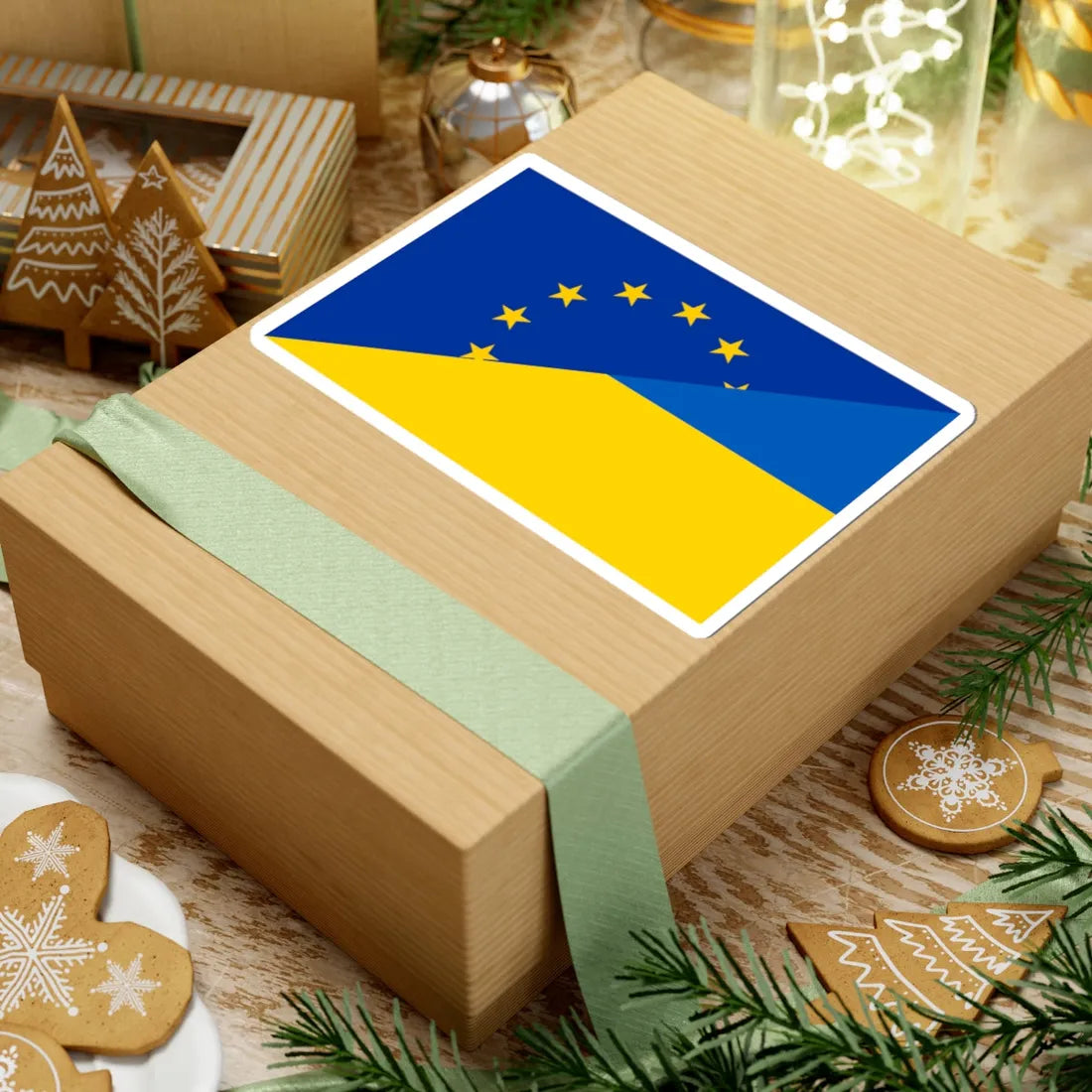 Flag of Europe and Ukraine (Ukraine) STICKER Vinyl Kiss-Cut Decal - The Sticker Space