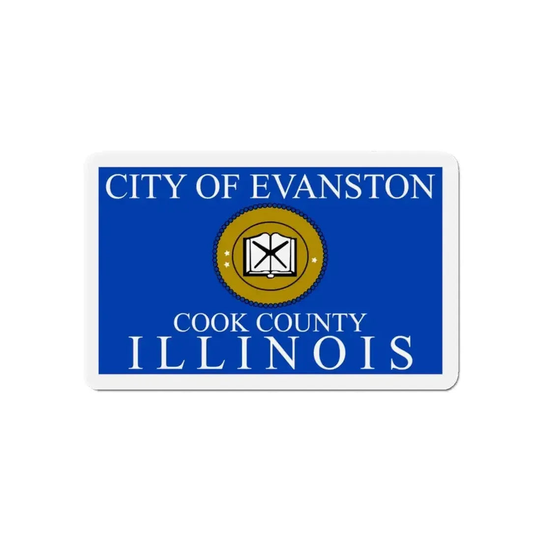 Flag of Evanston IL - Refrigerator Magnet - The Sticker Space