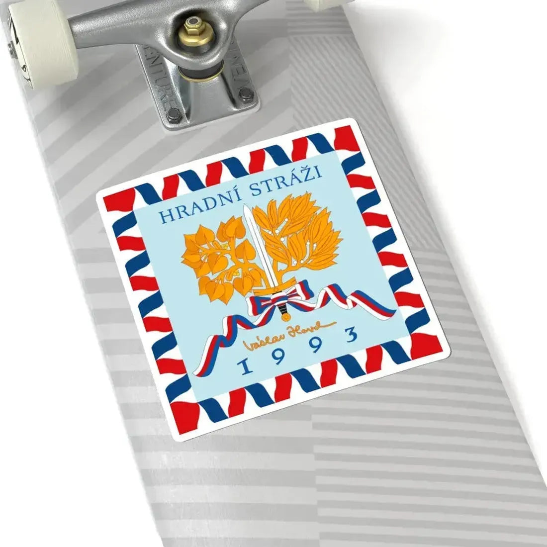 Flag of Prague Castle Guard 1993 reverse (Czech Republic) STICKER Vinyl Kiss-Cut Decal - The Sticker Space