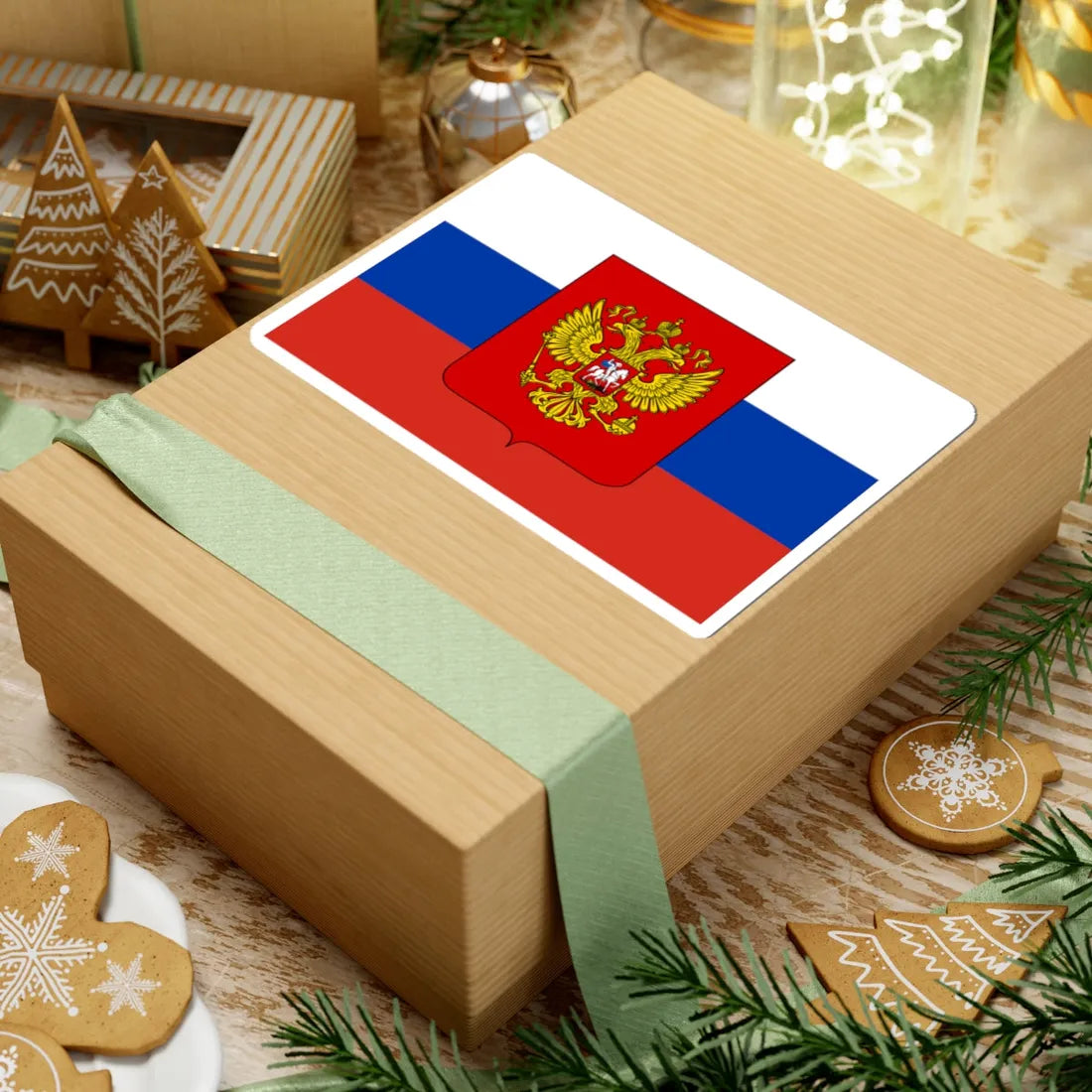 Flag of Russia with coat of arms (Russia) STICKER Vinyl Kiss-Cut Decal - The Sticker Space
