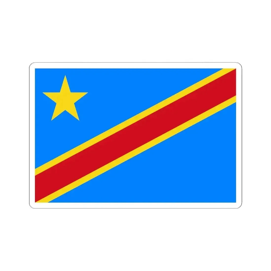 Flag of the Democratic Republic of the Congo 2-3 (Congo) STICKER Vinyl Kiss-Cut Decal 6 Inch White - The Sticker Space