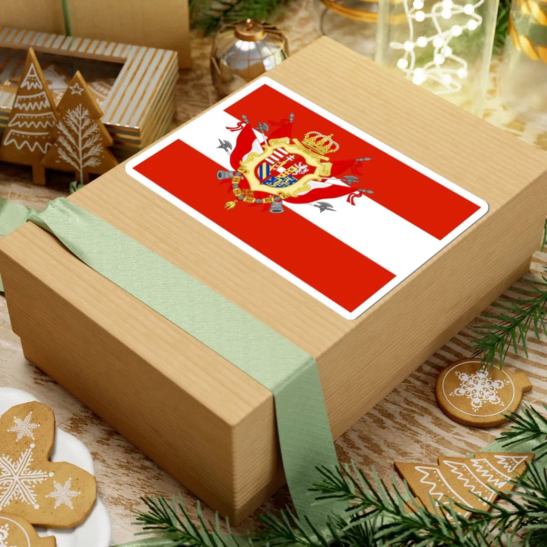 Flag of the Grand Duchy of Tuscany with Great Coat of arms (Italy) STICKER Vinyl Kiss-Cut Decal - The Sticker Space