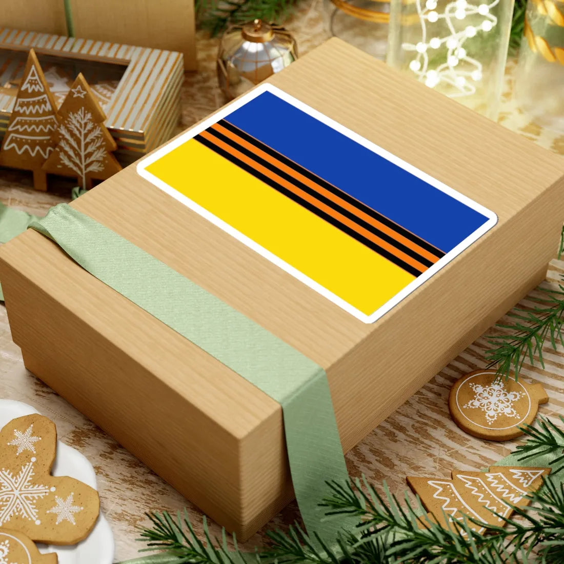 Flag of Ukraine with St. George Ribbon (Ukraine) STICKER Vinyl Kiss-Cut Decal - The Sticker Space