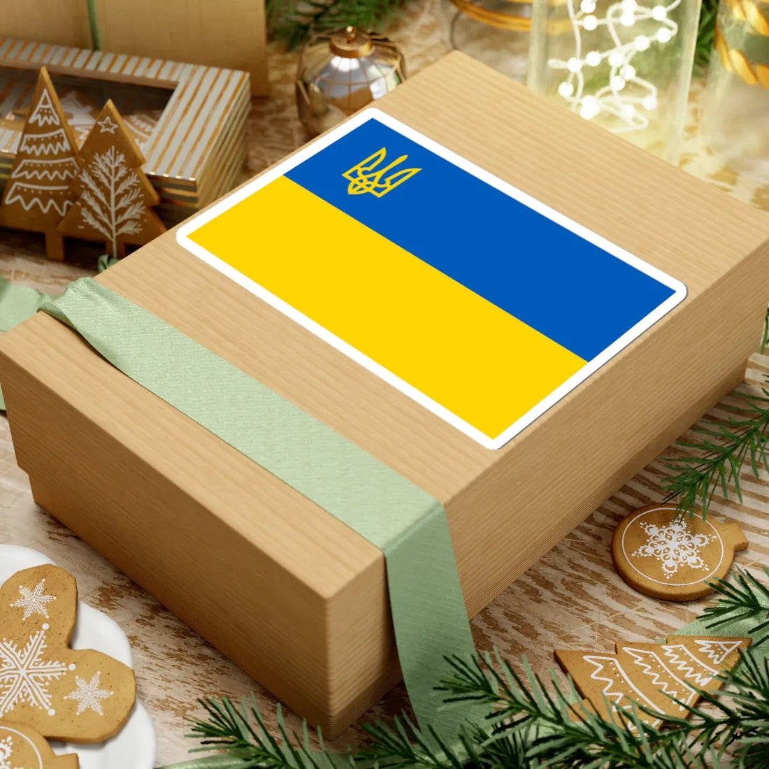 Flag of Ukraine with the Trident of Ukraine (Ukraine) STICKER Vinyl Kiss-Cut Decal - The Sticker Space