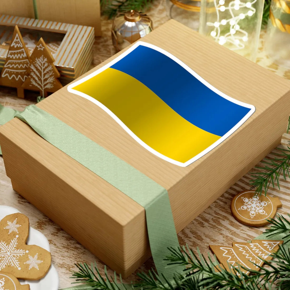 Flag of Ukraine with waves and gradient (Ukraine) STICKER Vinyl Kiss-Cut Decal - The Sticker Space