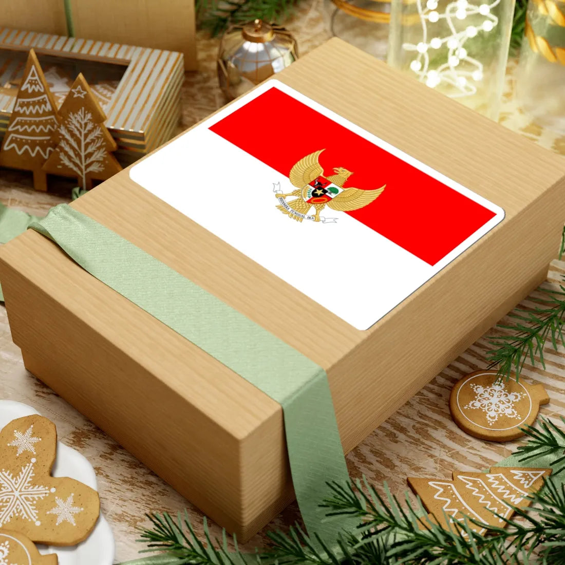 Flag with coat of arms of Indonesia (Indonesia) STICKER Vinyl Kiss-Cut Decal - The Sticker Space