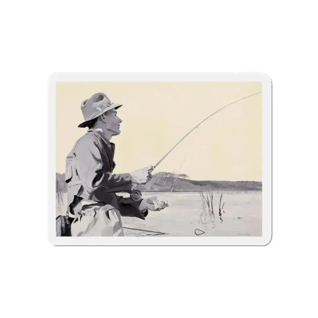 Fly Fishing, Collier's magazine story illustration (Magazine Illustration) Refrigerator Magnet - The Sticker Space
