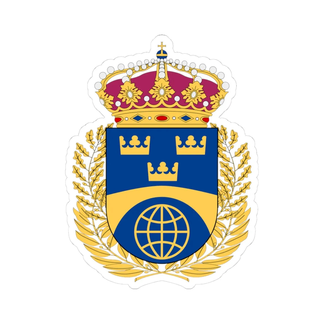 Folke Bernadotteakademin vapen (Sweden) (Coat of Arms) STICKER Vinyl Kiss-Cut Decal - The Sticker Space