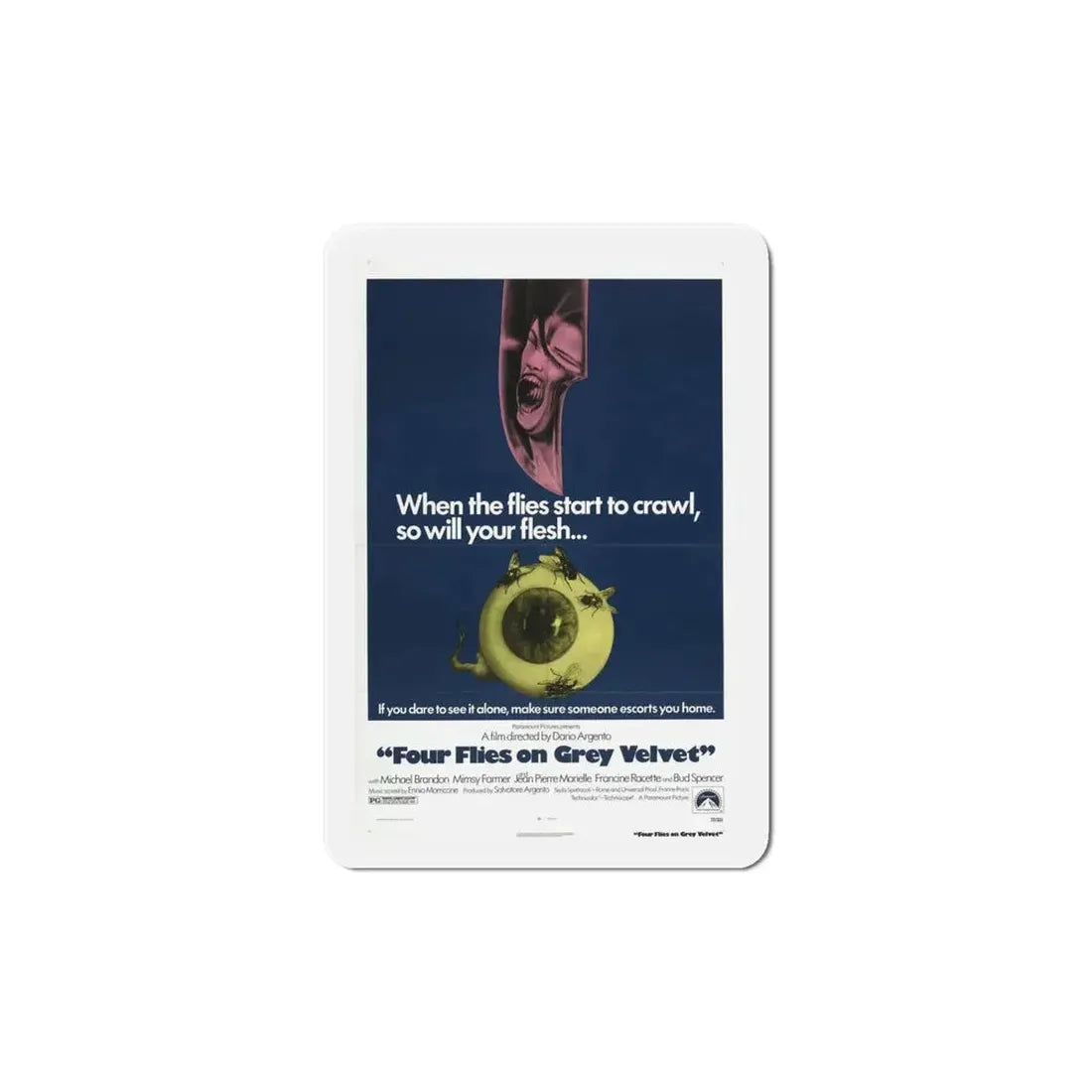 Four Flies on Grey Velvet 1972 Movie Poster Refrigerator Magnet - The Sticker Space