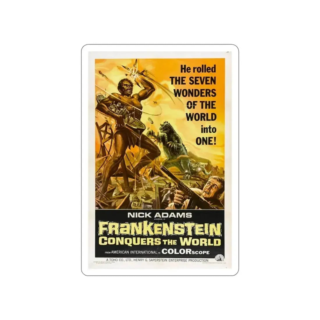 FRANKENSTEIN CONQUERS THE WORLD 1966 Movie Poster STICKER Vinyl Die-Cut Decal - The Sticker Space