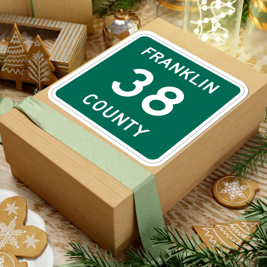 Franklin County 38 NY (New York) (Road Sign) STICKER Vinyl Kiss-Cut Decal - The Sticker Space