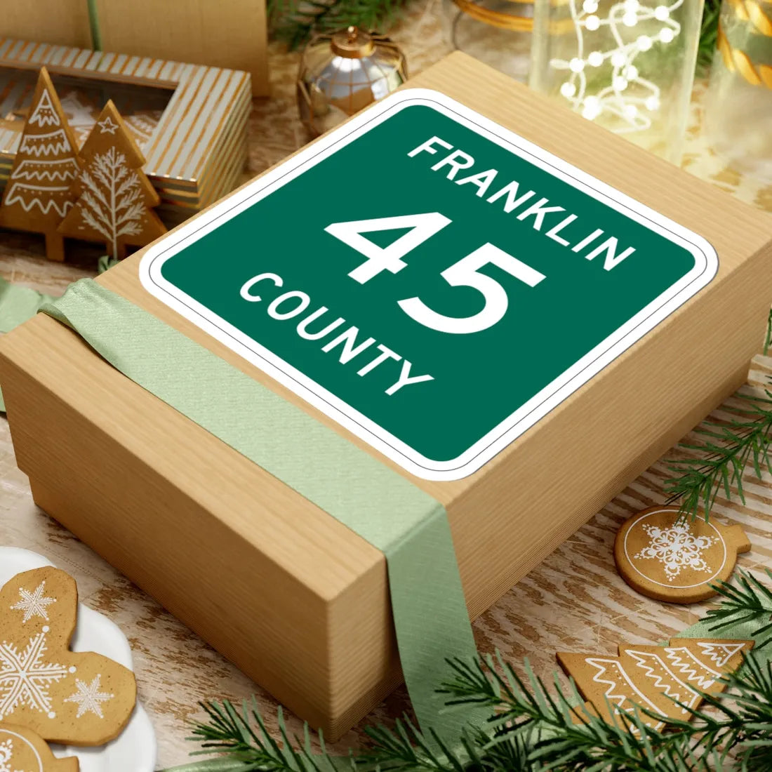 Franklin County 45 NY (New York) (Road Sign) STICKER Vinyl Kiss-Cut Decal - The Sticker Space