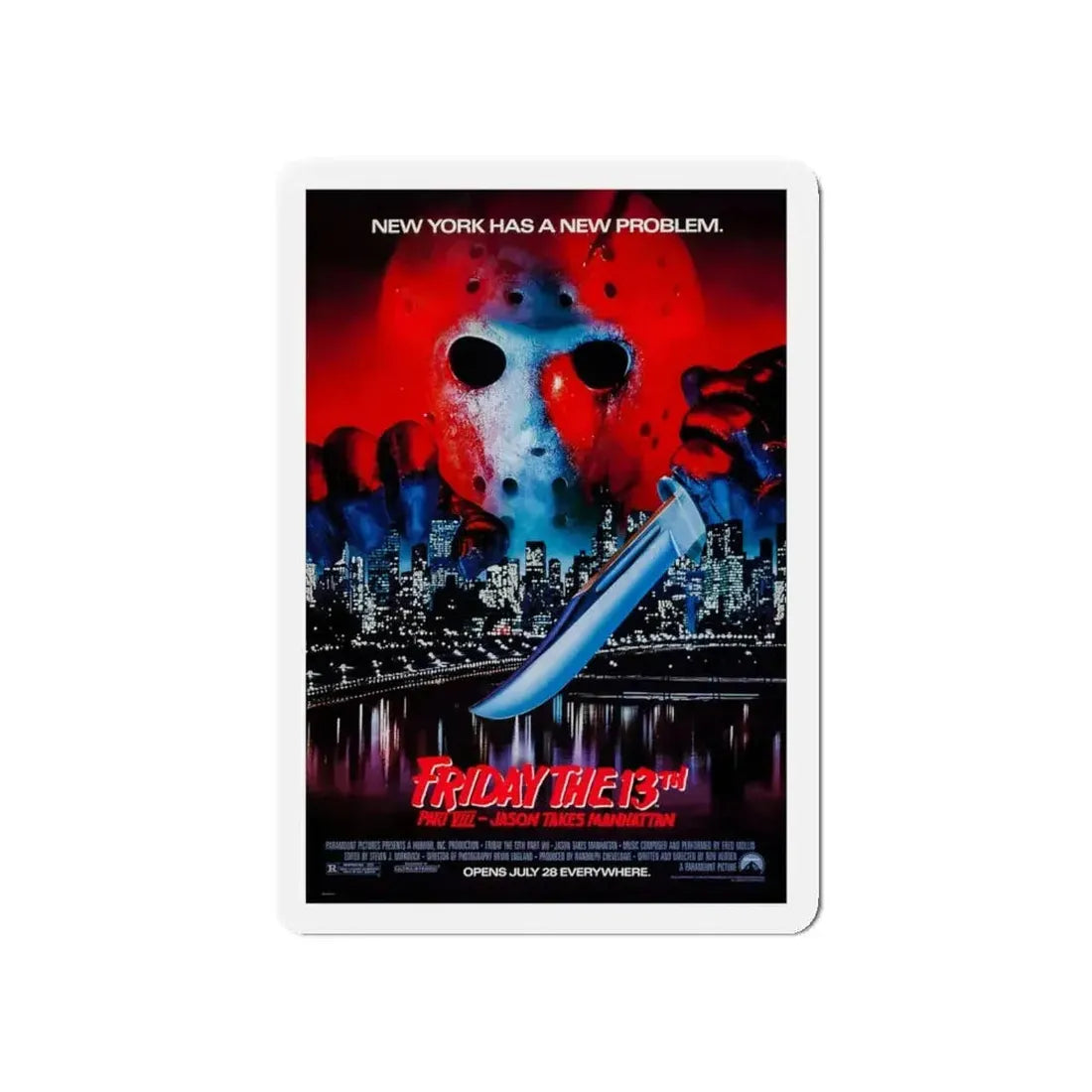 FRIDAY THE 13TH PART VIII - JASON TAKES MANHATTAN 1989 Movie Poster - Refrigerator Magnet - The Sticker Space