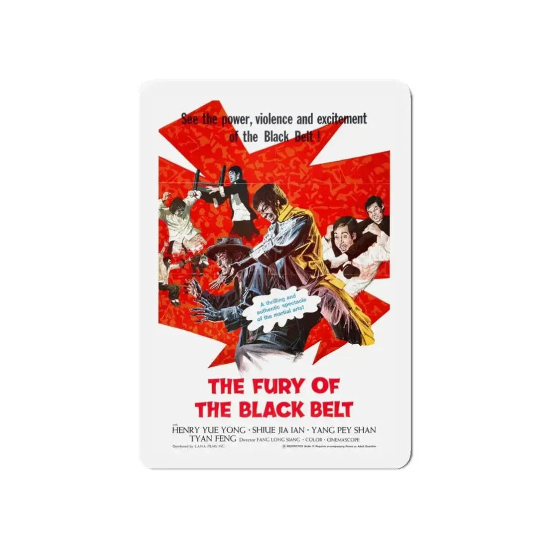 FURY OF THE BLACK BELT (THE REAL DRAGON) 1975 Movie Poster - Refrigerator Magnet - The Sticker Space