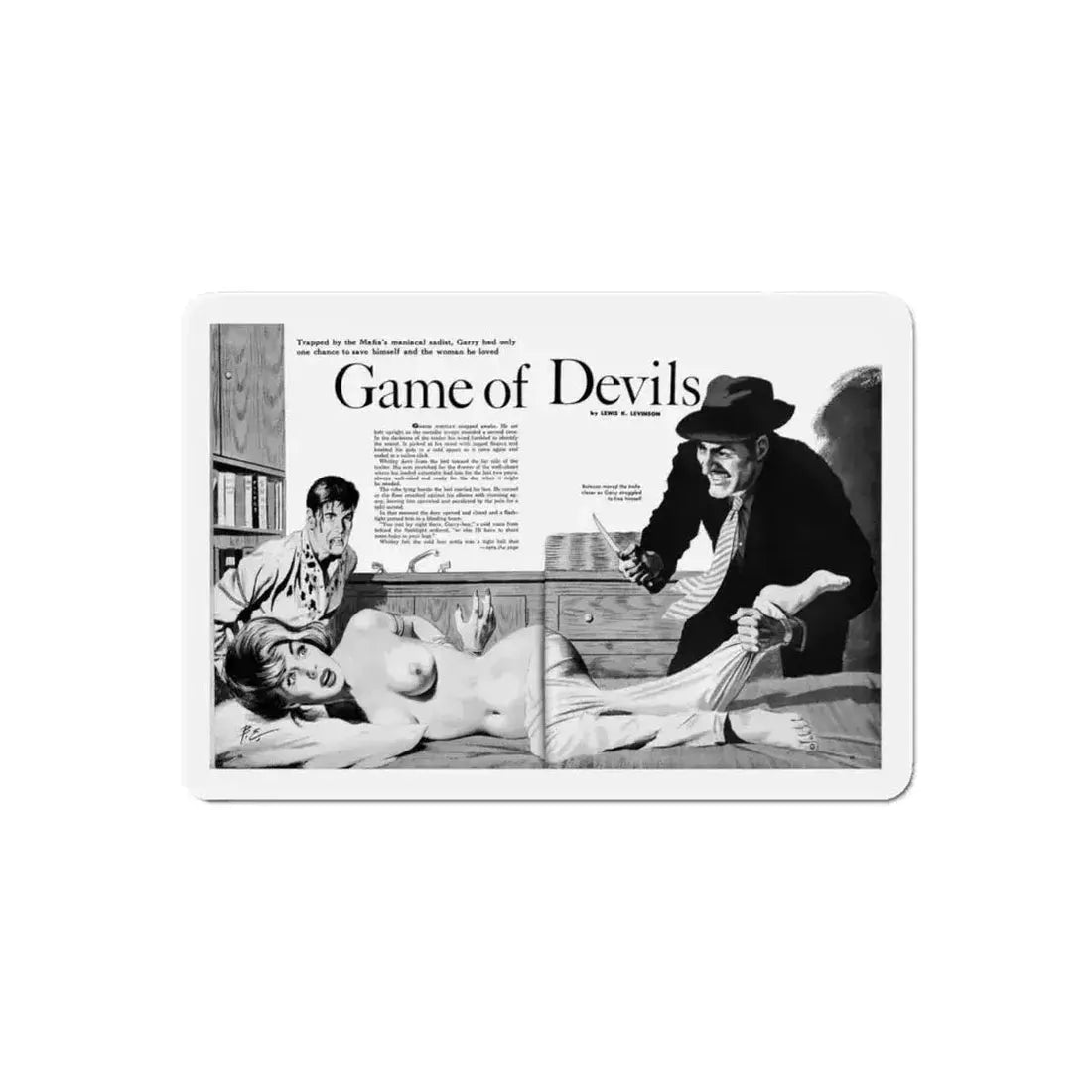 Game of Devils, Adam magazine, February 1961 (Magazine Illustration) Refrigerator Magnet - The Sticker Space