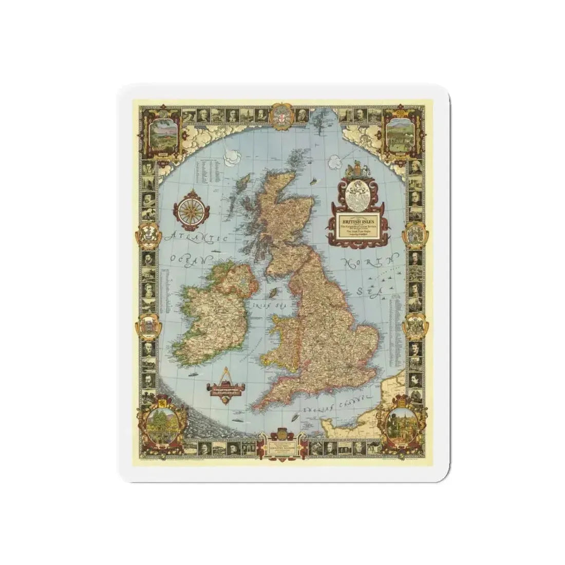 Great Britain - A Modern Pilgrim's Map (1937) (Map) Refrigerator Magnet - The Sticker Space