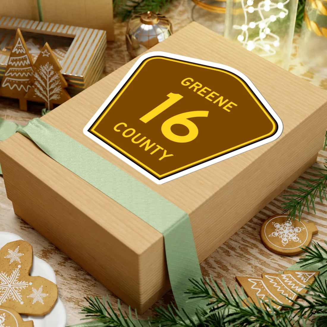 Greene County 16 NY (New York) (Road Sign) STICKER Vinyl Kiss-Cut Decal - The Sticker Space