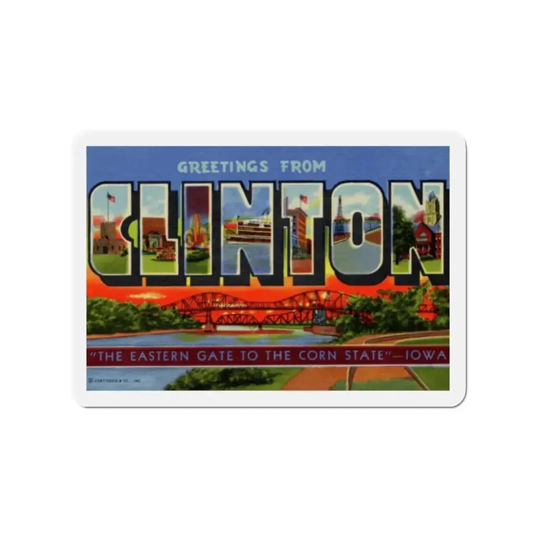 Greetings from Clinton (Greeting Postcards) Refrigerator Magnet - The Sticker Space