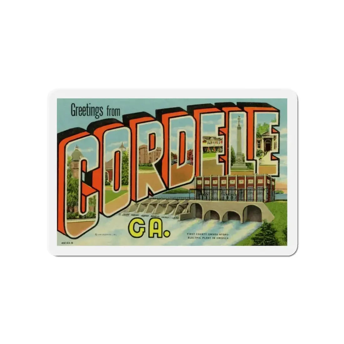 Greetings from Cordele GA (Greeting Postcards) Refrigerator Magnet 4 Inch - The Sticker Space