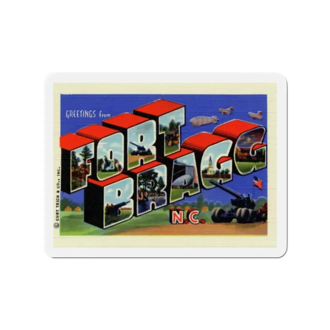 Greetings from Fort Bragg NC (Greeting Postcards) Refrigerator Magnet 2 Inch - The Sticker Space
