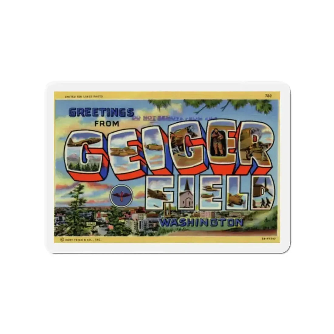 Greetings from Geiger Field Washington (Greeting Postcards) Refrigerator Magnet - The Sticker Space