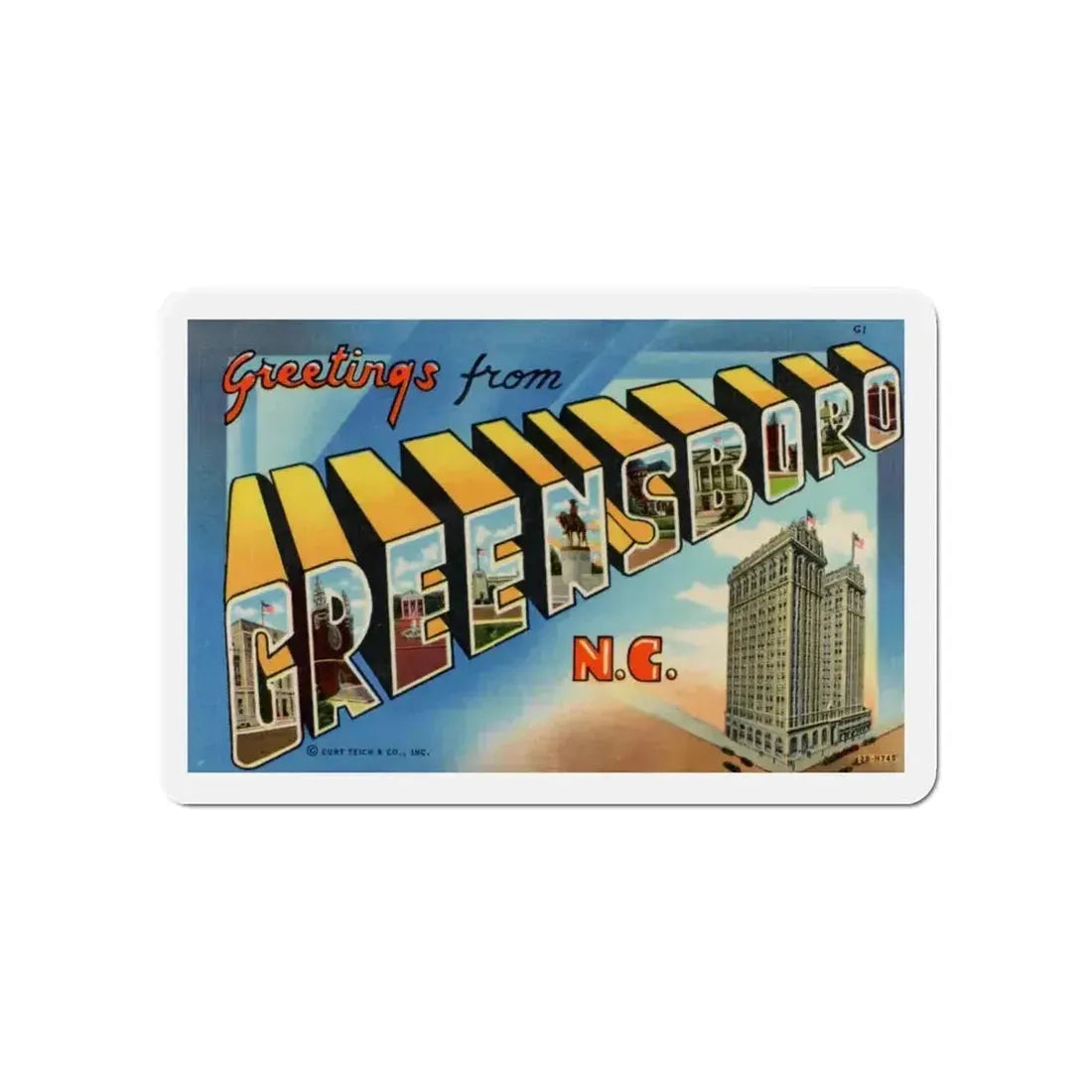 Greetings from Greensboro NC (Greeting Postcards) Refrigerator Magnet - The Sticker Space