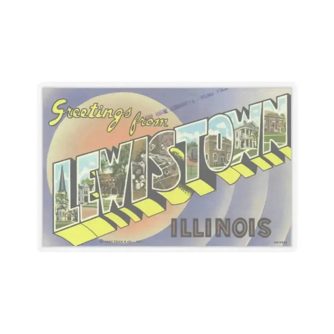 Greetings from Lewistown Illinois (Greeting Postcards) STICKER Vinyl Kiss-Cut Decal 6 Inch Transparent - The Sticker Space