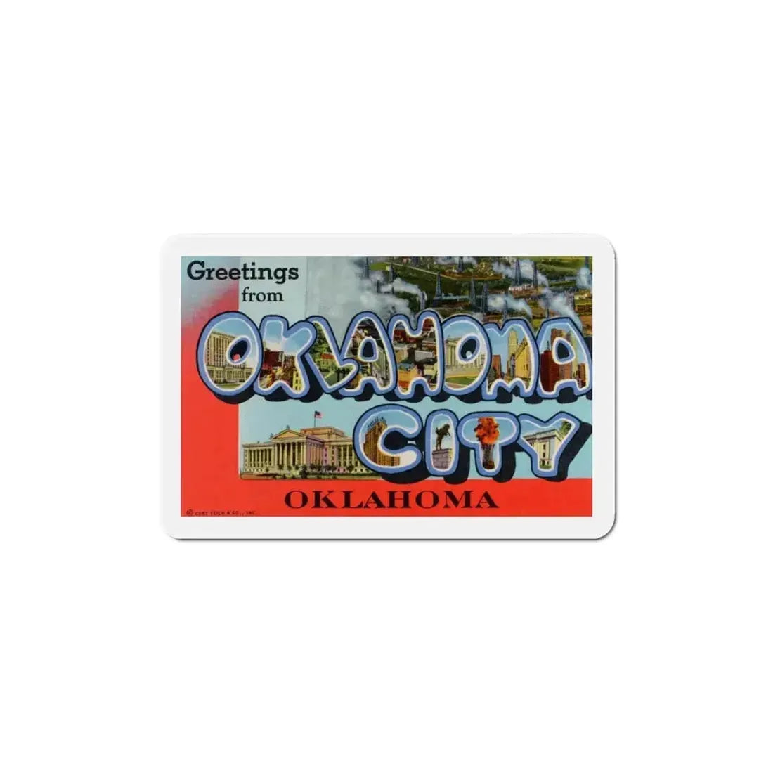 Greetings from Oklahoma City Oklahoma (Greeting Postcards) Refrigerator Magnet - The Sticker Space