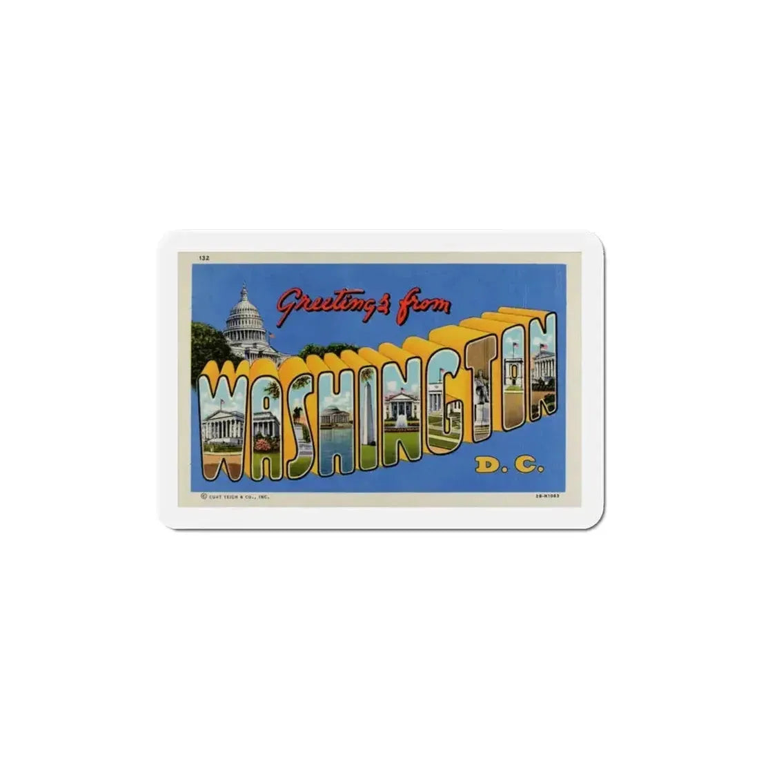 Greetings from Washington DC (Greeting Postcards) Refrigerator Magnet - The Sticker Space