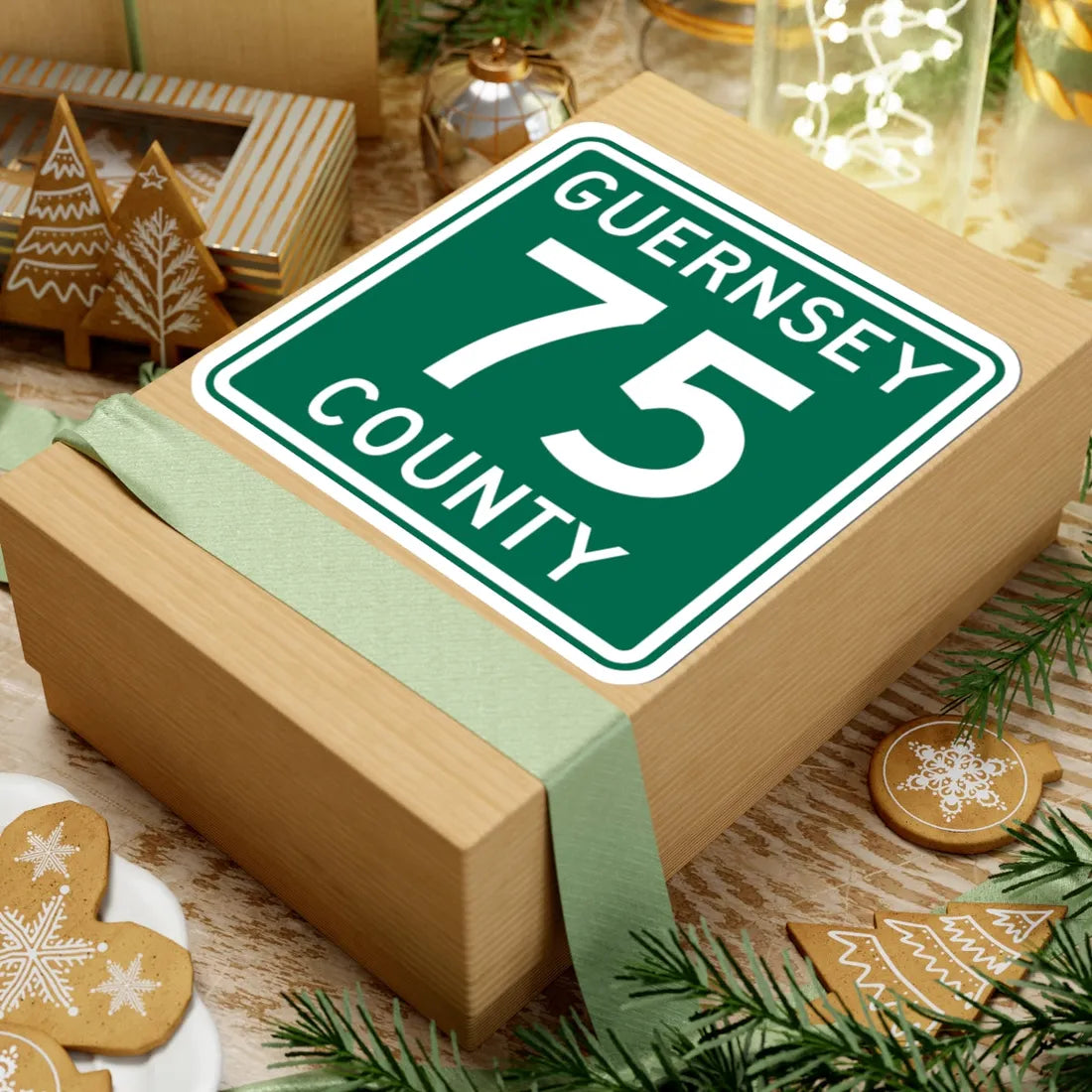 Guernsey County 75 OH (Ohio) (Road Sign) STICKER Vinyl Kiss-Cut Decal - The Sticker Space